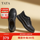 他她（TATA）英伦商务休闲皮鞋男士软底舒适父亲鞋冬VXQ01CM3 黑色 44