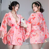 山茶蜜桃 情趣内衣女性感日本睡袍高级纯欲樱花和服cos套装制服诱惑战袍