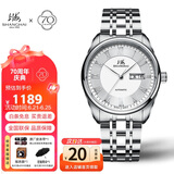 上海（SHANGHAI）手表礼物 国民系列 休闲双历自动机械透底男表 SH3008X-1 罗马