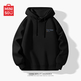 名创优品（MINISO）连帽卫衣男春季新款重磅宽松休闲百搭男士潮流套头衫 黑 XL