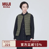 无印良品（MUJI）女式 轻量羽绒便携式背心女款马甲马夹秋冬保暖外搭羽绒内胆 烟熏绿色 M (160/84A)