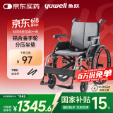 鱼跃(yuwell)轮椅手动折叠老人铝合金医用家用高强度车轮代步车H080C