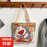 手提包新款韩版轻便ins购物收纳袋饭盒便当包帆布包 机器猫小包 小包