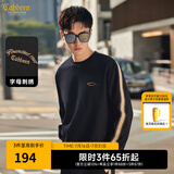 卡宾（CABBEEN）【老花拼接】圆领卫衣男2024早春新款宽松刺绣套头长袖打底衫 煤黑色01 2XL /185/54