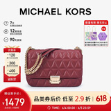 MICHAEL KORS礼物轻奢MK女包SLOAN链条单肩斜挎腋下包 大号 酒红色