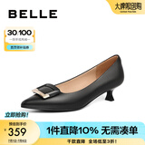 百丽（Belle）方扣高跟鞋女商场同款羊皮细跟单鞋Z2N2DCQ3 黑色 37 (235mm)