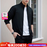 阿迪达斯（adidas）男装夹克 25夏新款运动服休闲防风开衫跑步健身时尚快干透气外套 经典黑/时尚三条纹 【针织立领】 2XL 【185-190cm/190-200斤】