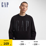 Gap男女装字母印花大logo圆领抓绒卫衣609136简约经典款 黑色 175/96A(L) 亚洲尺码