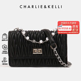 CHARLIE&KELLI CK品牌包包女包奢侈品牌2025新款送女友生日礼物菱格链条包斜挎 黑色【京仓配送 赠礼袋+贺卡】
