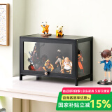 木马人手办展示柜子乐高亚克力展示盒酒柜盲盒摆件非玻璃货架零食置物架 黑色-一层60长（健康水性漆）