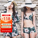 耐浪游泳衣女保守分体比基尼三件套沙滩防晒罩衫显瘦平角裤泳池装 女款 【提供身高体重罩杯】 XL