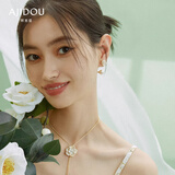 阿吉豆耳环女珍珠吊坠花卉耳坠专柜同款优雅耳饰日常百搭送女友