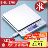 拜杰厨房秤电子秤0.01g/500g烘焙秤高精度克秤食物秤称茶天平小秤蓄电