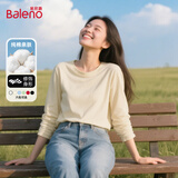 班尼路（Baleno）白色正肩长袖T恤女2026春秋季新款宽松纯棉打底衫女装内搭上衣服