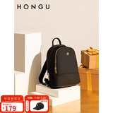 红谷（HONGU）包包双肩包女新款大容量女士双肩包休闲旅行包生日礼物 漆黑