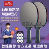 双鱼（DOUBLE FISH）五星级乒乓球拍横直拍套装专业级弧圈攻守型双拍中小学生训练对拍 五星全能型【横+横】含球+拍包