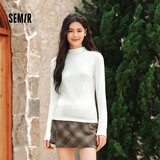森马（Semir）长袖T恤女半高领吸湿发热抗菌2024冬紧身抓绒打底衫109724101001