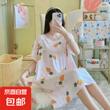 棉绸睡裙女夏薄款2025新款睡衣韩版甜美少女网红家居外穿裙子QM 胡萝卜小兔2301 均码 (90-140斤内穿)
