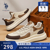 美国马球协会（U.S.POLO ASSN.）保罗男鞋休闲板鞋2025春夏新款运动鞋透气百搭厚底增高软底老爹鞋 深棕色 41 (255mm) 父亲节礼物