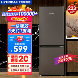 HYUNDAI（韩国现代）大容量双开门二门冰箱 家用中型小型电冰箱冷冻冷藏租房宿舍节能省电 223L灰【一级能效+店铺主推】