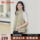 坦博尔羽绒服马甲女立领宽松外搭短款羽绒背心外套TD236006 奶茶棕 160