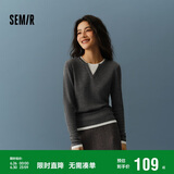森马（Semir）森马毛衣女短款假两件含羊毛针织衫24冬新款保暖内搭109724107015