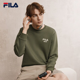 斐乐（FILA）官方男子加绒保暖卫衣秋冬季时尚休闲简约圆领套头衫长袖上衣男装 军旅绿-KK S