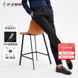 才子（TRIES）【易穿搭】男装春秋休闲裤男士简约百搭商务休闲长裤子男 黑色180 30 76(170/74A)