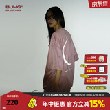 BJHG【徐新驰同款】 不计后果夏美式环保麂皮绒短袖上衣男宽松情侣T恤 粉红色 S (80-100斤）