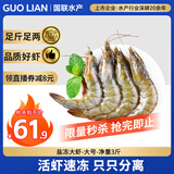 GUO LIAN国联生鲜盐冻大虾 去冰净重3斤 73-90只 盒装活冻 海鲜海产冷冻虾