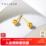 谢瑞麟（TSL）520礼物足金黄金耳钉光面圆球简约耳环气质小坠耳饰YK259 约1.4g 工费220元