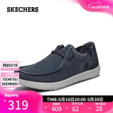 斯凯奇（Skechers）520送男友男鞋夏季懒人一脚蹬帆布鞋商务通勤低帮休闲鞋板鞋66387