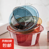 加厚加深高颜值透明脸盆抗菌宿舍学生家用洗衣服洗水果洗脚盆厕所 紫红色 大号1个【高14.5CM】