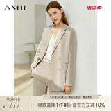 AMII职业西服套装女春夏新款休闲外套时尚西装两件套 卡其(西装) M (160)