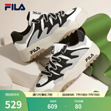斐乐（FILA）斑斓鞋ROSETTA女鞋板鞋新款面包厚底鞋复古休闲鞋 雪白/黑-SB 36.5