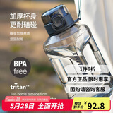 乐扣乐扣（LOCK&LOCK）小水库大容量塑料运动水杯户外冷水壶刻度把手男女杯子2.2L灰色