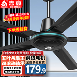 志高（CHIGO）吊扇家用客厅电风扇56吋1.4米静音铁叶大风力宿舍工厂楼顶扇吸顶风扇 56寸五叶吊王(铜线电机)五档
