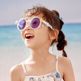 柠檬宝宝儿童墨镜男女童防紫外线宝宝眼镜防偏光太阳镜 赫因紫小马