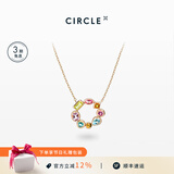 CIRCLE珠宝彩虹的愿望石彩宝碧玺吊坠9K金彩色托帕石宝石项链生日礼物 圆形彩宝项链