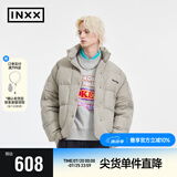 英克斯（inxx）卢昱晓同款 Standby  时尚潮牌异质拼接羽绒服情侣短外套面包服 灰色 M
