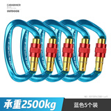 欣达（xinda）专业攀岩登山D形主锁承重安全扣锁具铝合金户外安全挂钩锁匙扣 蓝色5个装