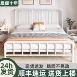 东禾宇铁艺床双人床加固加厚欧式家用铁架床1.5m出租房简易铁床架单人床 日常款（颜色备注） 1.5米*2米
