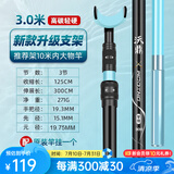 沃鼎鱼竿支架碳素钓鱼炮台支架超硬鱼竿架竞技长杆大物架杆钓箱支架 3m 支架+金属后挂