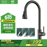 日丰水龙头厨房冷热抽拉式水龙头洗菜盆水槽龙头枪灰色RF-94058QD