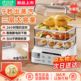 SUBOAER苏泊电蒸锅家用60L大容量全自动【2025新款】三层不锈钢多功能24H智能定时炖蒸煮一体防干烧保护 60L标配PP款【三层大容量】