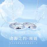 迪后（Dirholl）轻奢侈品情侣项链银男女一对戒指项链情人节生日礼物送女友老婆 品牌情侣戒指项链男女一对[925银]