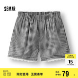森马（Semir）休闲裤女宽松松紧腰温柔2025夏季甜美风蕾丝花边短裤109325125002