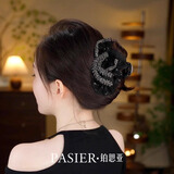 铂思亚【实用礼物】路易斯发夹女新款高端抓夹轻奢蝴蝶结盘发鲨鱼夹头饰 【麦穗】黑色8cm礼盒装