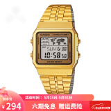 卡西欧（CASIO）手表 经典方块小金表时尚ins复古男表女表情侣表夜光电子表 A500WGA-9D 34mm表盘男款