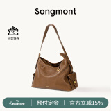Songmont李娜同款山下有松循迹系列hobo包植鞣牛皮斜挎软包 檀棕 中号 现货